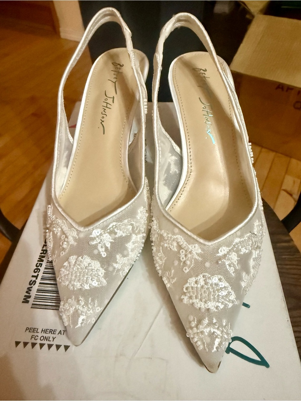Blue by Betsey Johnson SB-Nikki Ivory Mesh Slingback Pumps - Size 5M